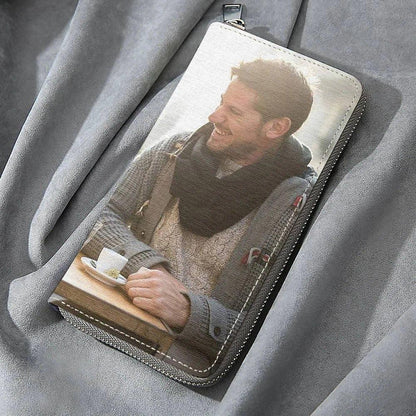 Women's Long Custom Photo Wallet Brown Color Printing
