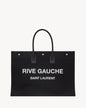 Saint Laurent Paris Rive Gauche Canvas Tote Bag Cotton NOIR ET BLANC 18.8 X 14.1 X 6.2 IN