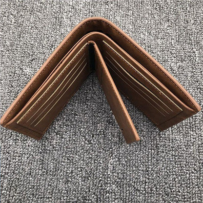 Vintage Men's Wallet With Three Doors In Soft Brown Leather