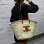 Celine Medium Basket Straw Tote Bag