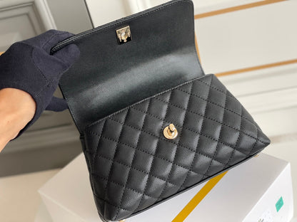 Chanel Coco Handle Black Bag Handle Flap Small/Mini Bag Black - 24x14x10cm