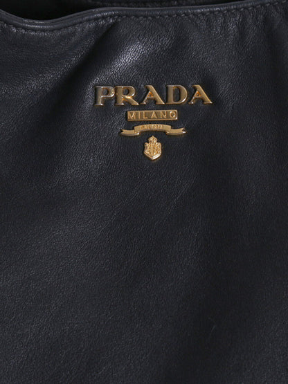 PRADA Vitello Soft Chain Handle Shoulder Bag Nero 48 x 33 x 20cm