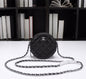 CHANEL Lambskin Quilted Round Clutch With Chain Black