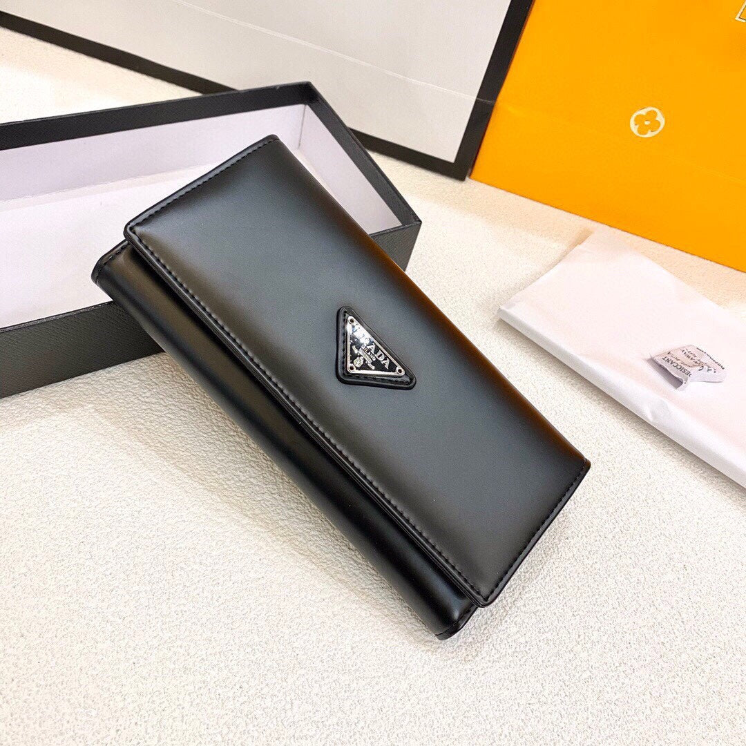 Prada Purse Black Long Wallet Leather Bag Size 19x10cm