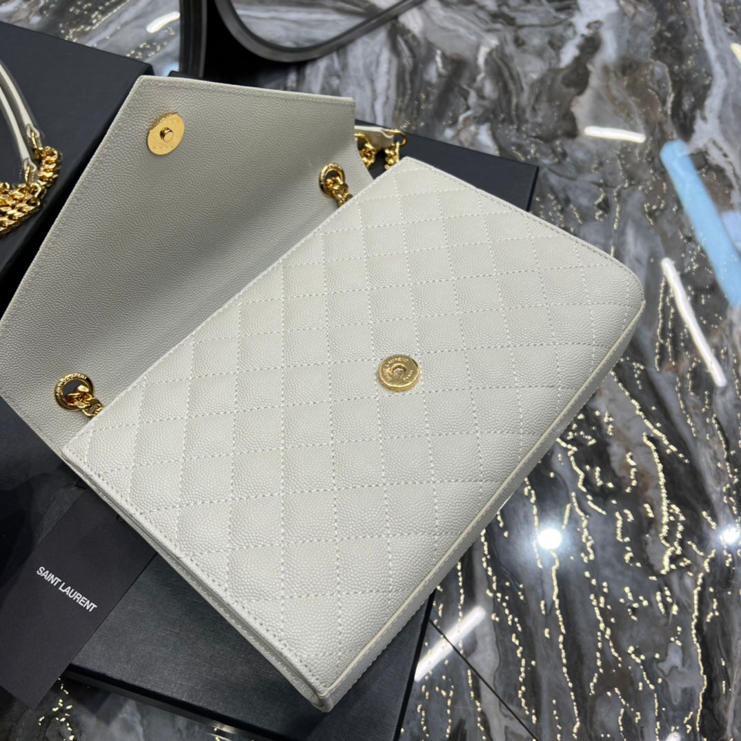 Ysl Envelope Bag Medium White 487206