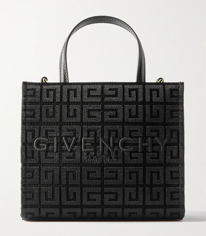 GIVENCHY G-Tote mini leather-trimmed canvas-jacquard tote