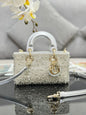 Dior LAdy D-Joy Silver-Tone Satin with Gradient Bead Embroidery - 16 x 9 x 5 cm