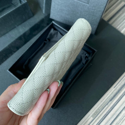 YSL Envelope Purse White Gold A026KK 13.5cm