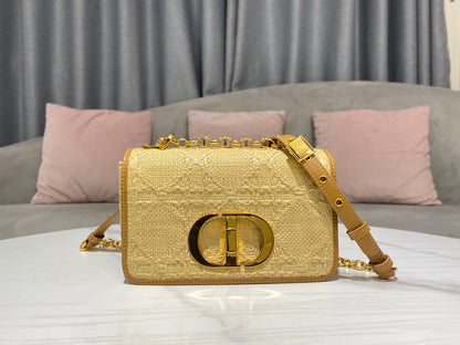 Dior Small Dior Caro Bag Natural Macrocannage Raffia 20x12x7 cm