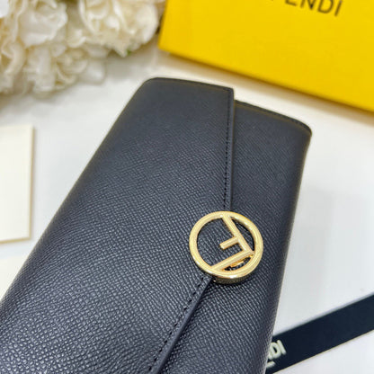 Fendi Chain Wallet Bag Black Trend 19x10.5x3.5cm